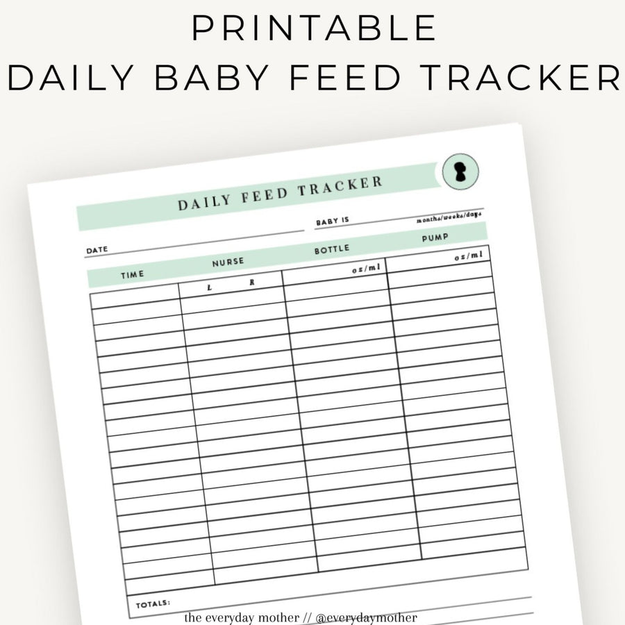 Printable Daily Feed Tracking Page