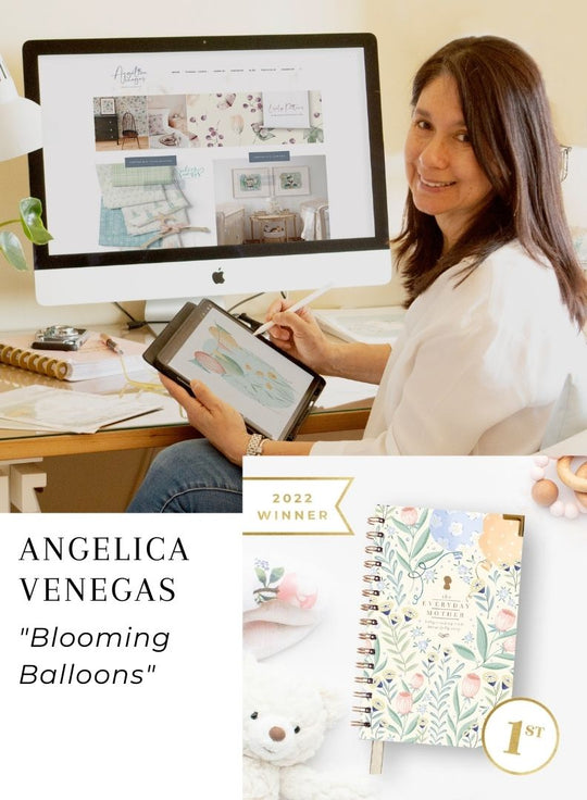 Angelica Venegas winning blooming balloons whimsical baby tracking journal for The Everyday Mother