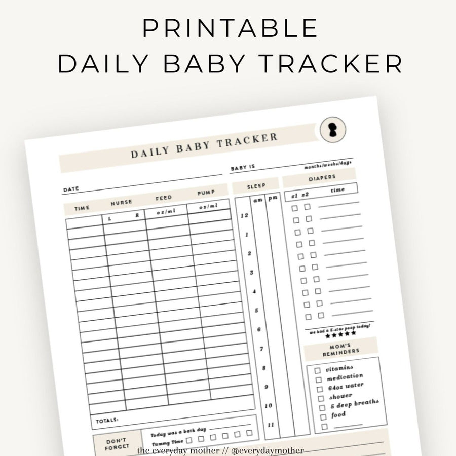 Printable Daily Baby log Page