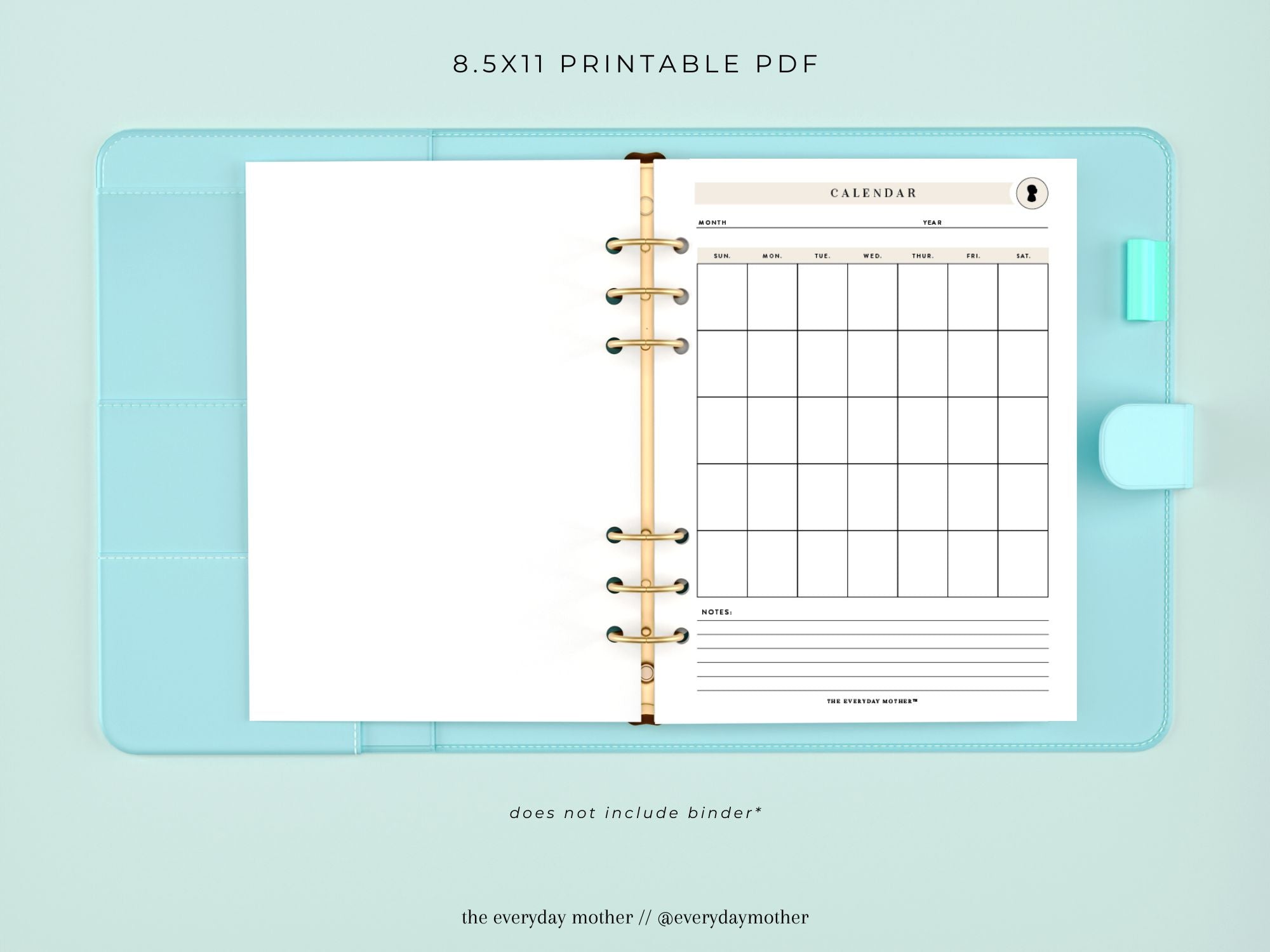 Printable Calendar Page – The Everyday Mother