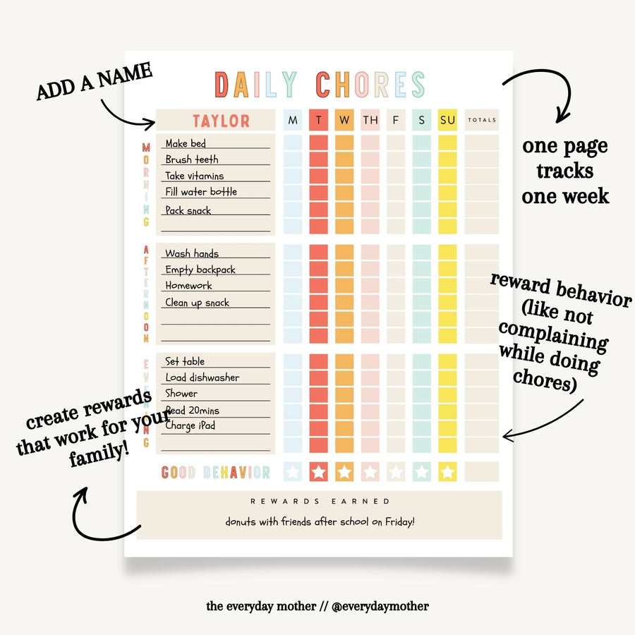 Printable Daily Chores Chart