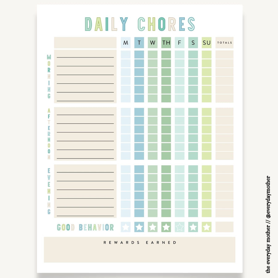 Printable Daily Chores Chart