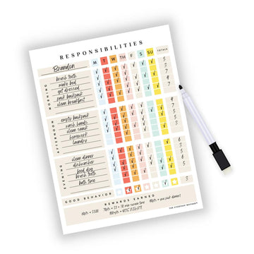 Responsibilities Dry Erase Chart 8.5x11" - The Everyday Mother