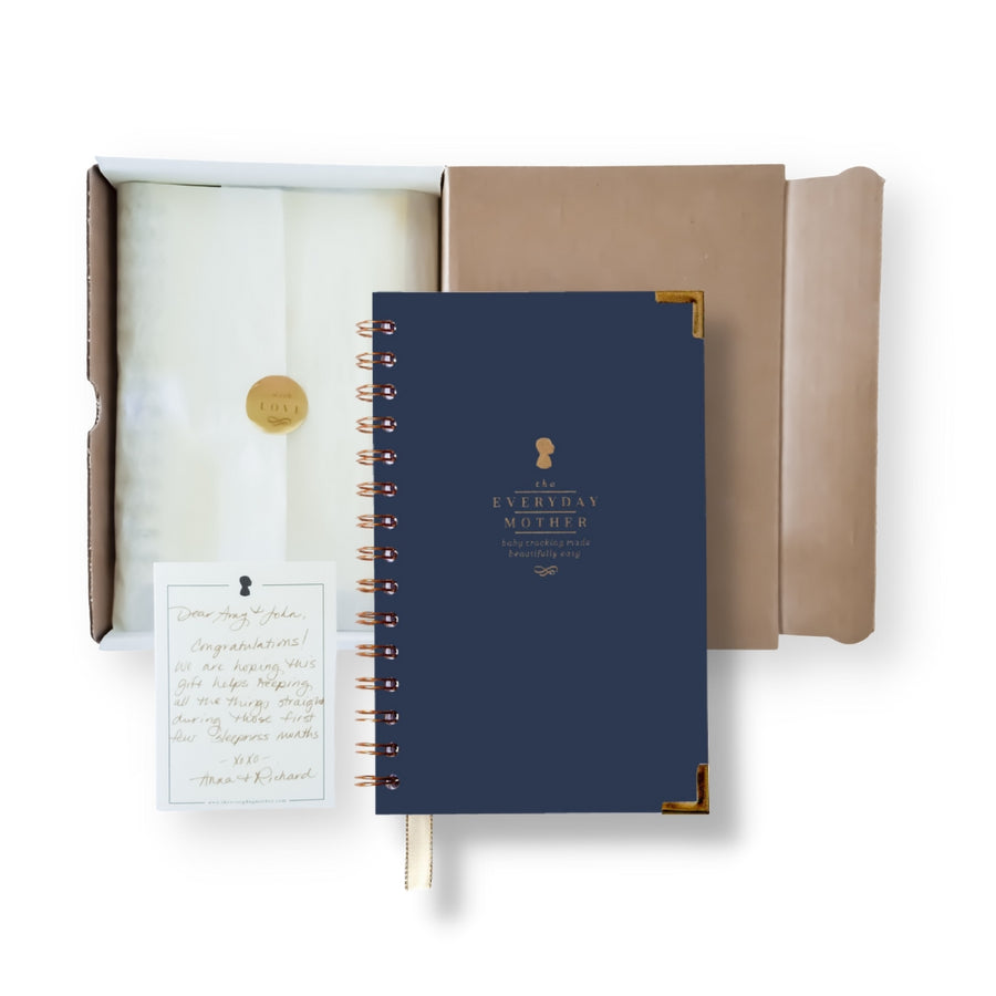 Navy Blue Newborn daily tracking log book gift set by the everyday mother