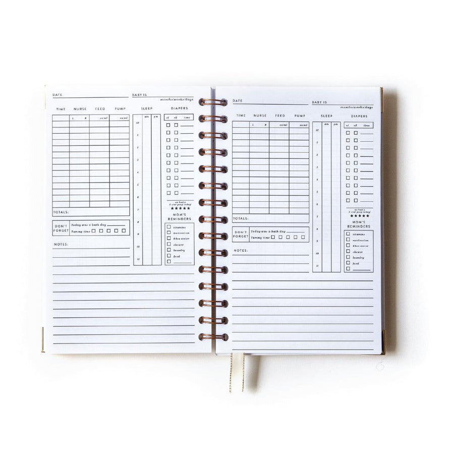 Pretty 6 Month Daily Newborn Baby Feed Logbook Tracker by The Everyday Mother